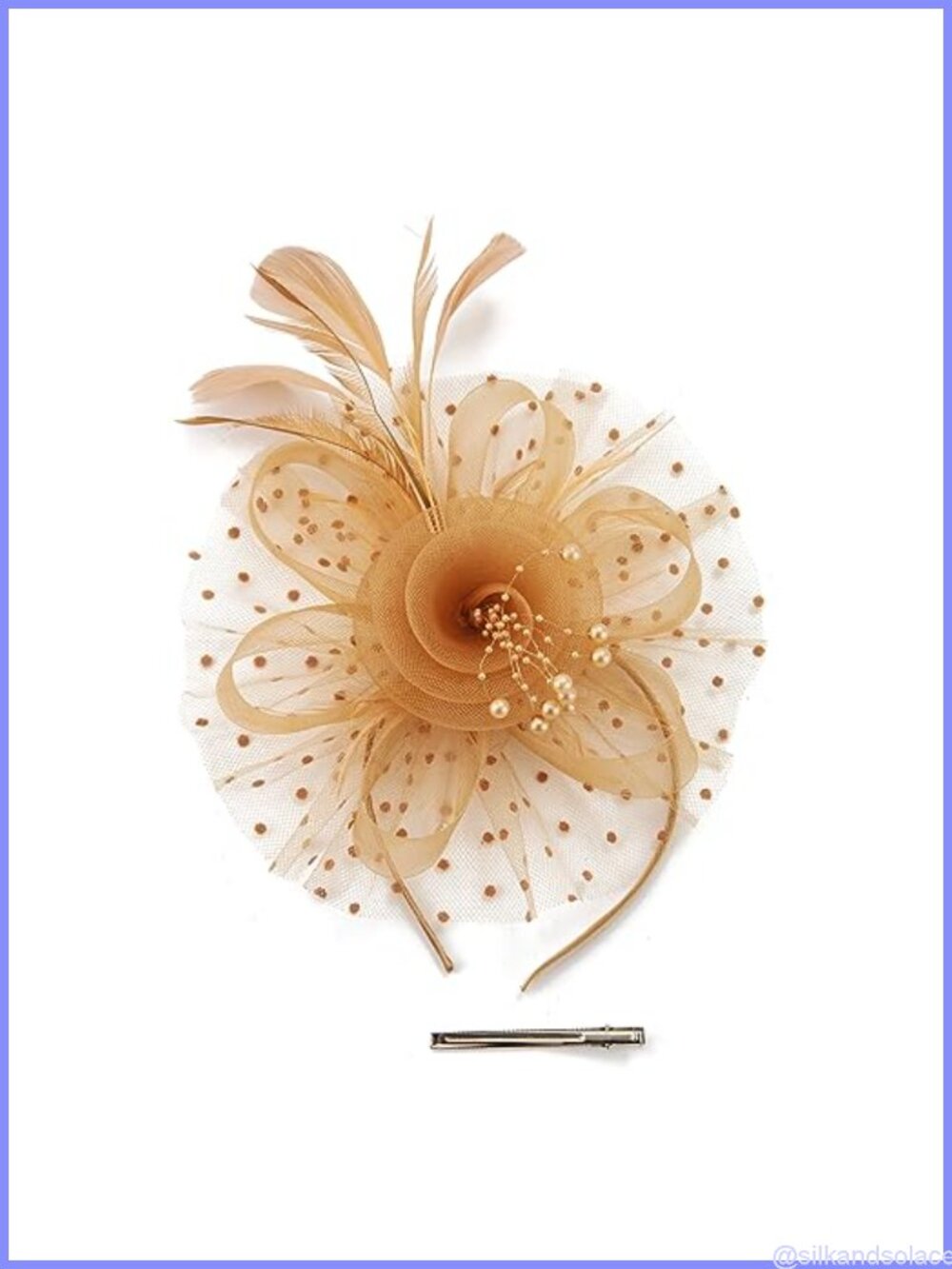 Women's Handmade Feather Fascinator Hat with Headband and Clip for Wedding Tea